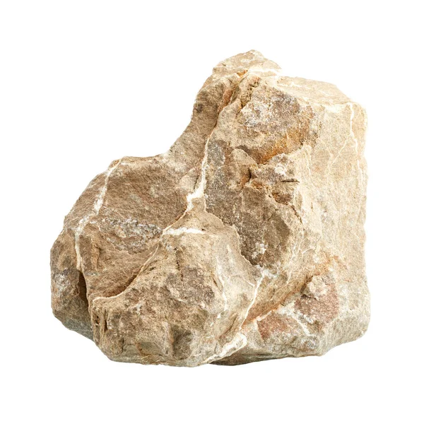 Μπεζ Πέτρα Που Απομονώνονται Λευκό Φόντο — Φωτογραφία Αρχείου