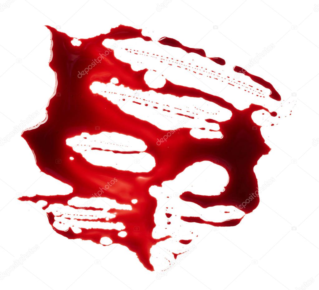 Red blood stain isolated on white background