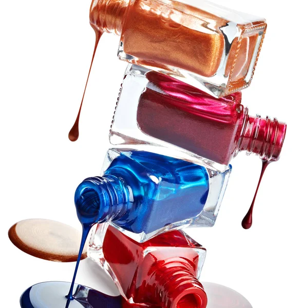 Flaschen Mit Nagellack Isoliert Auf Weißem Hintergrund — Stockfoto