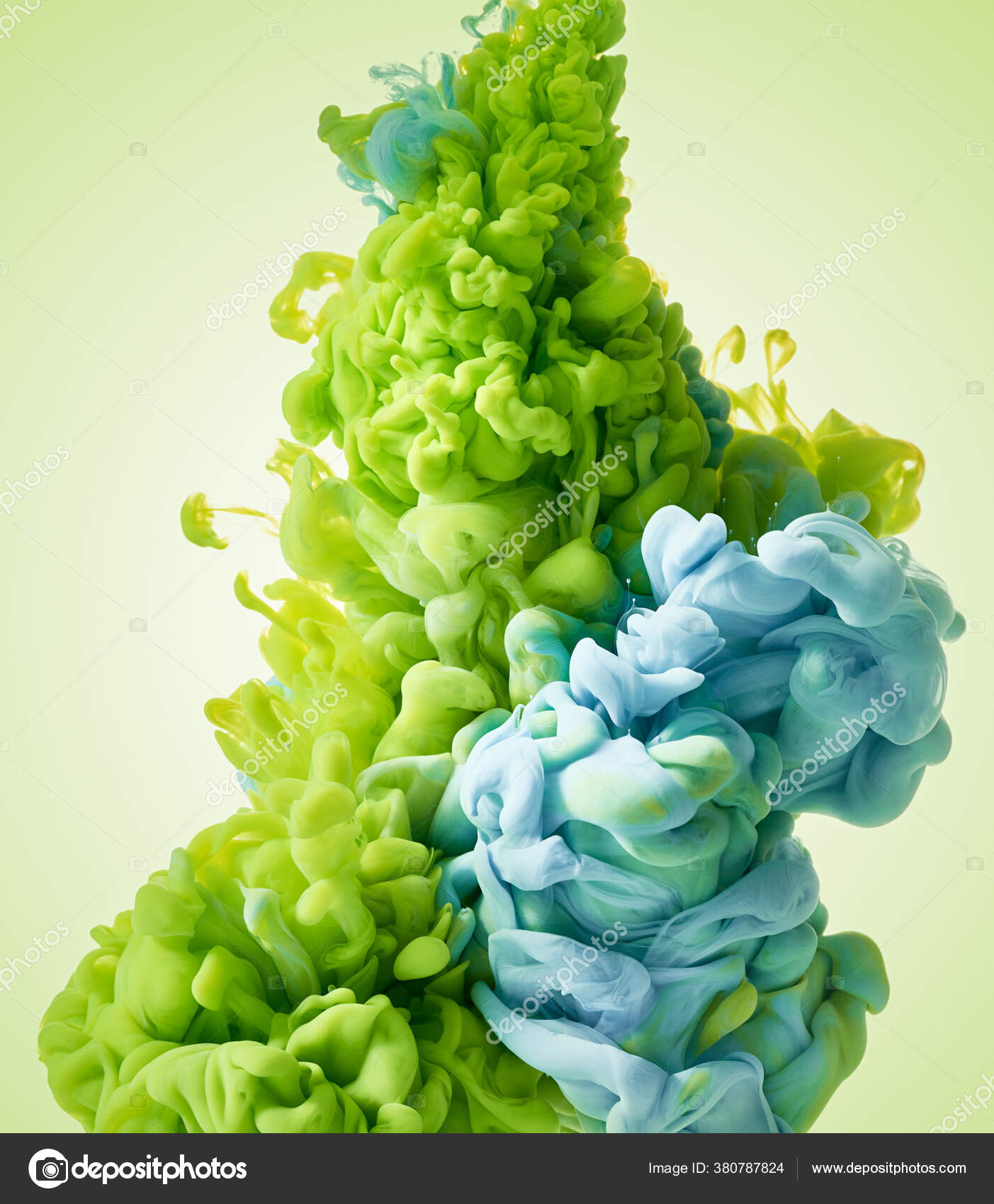 青と緑の抽象絵の具スプラッシュ背景 ストック写真 C Nik Merkulov