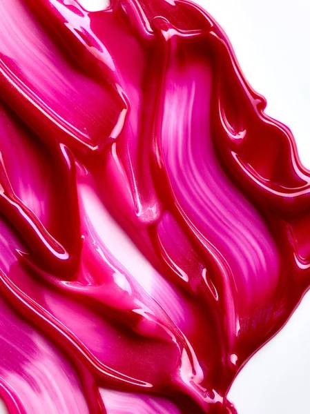 Rode Vloeibare Lippenstift Vlekkerig Witte Achtergrond — Stockfoto