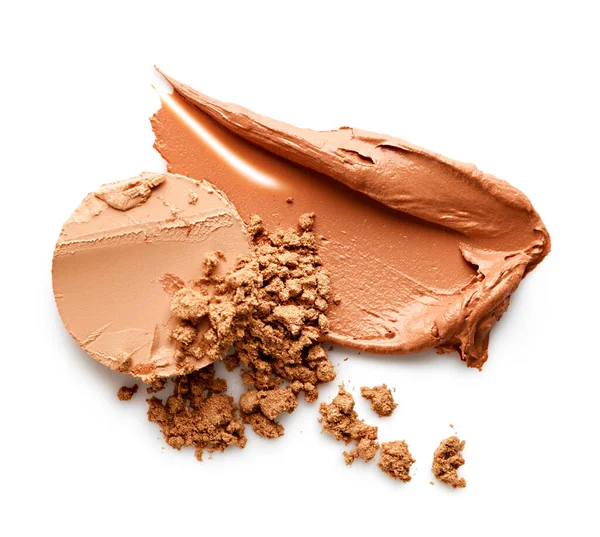 Base Maquillaje Bronceador Triturado Aislado Sobre Fondo Blanco — Foto de Stock