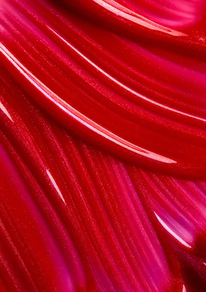 Esfregaços Lustro Lábio Vermelho Perto — Fotografia de Stock
