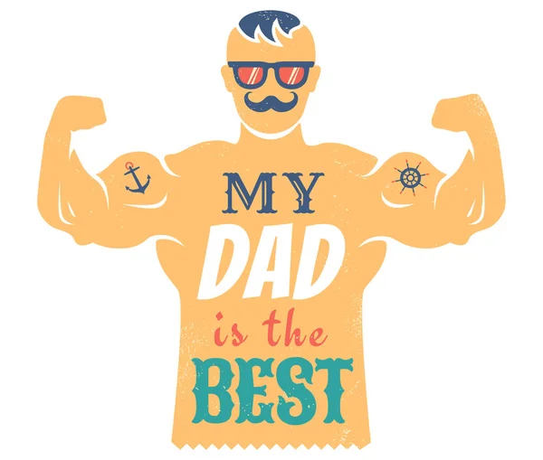 Vector Vintage Greeting Card Father Day Best Dad Happy Fathers — Stock Vector