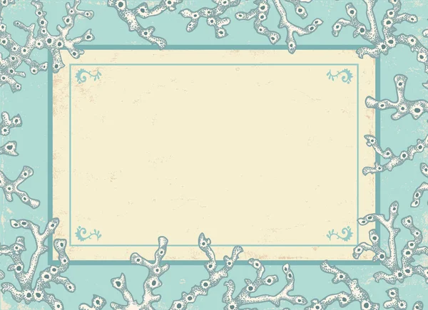 Tarjeta Vintage Con Corales Blancos Corales Blancos Con Banner Algodón — Vector de stock