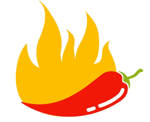 Vintage Ikonę Chili Ogień Ilustracja Czerwonej Papryczki Chili Płomienia — Wektor stockowy