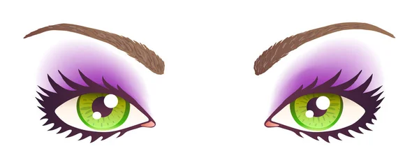 Illustrazione Vettoriale Degli Occhi Verdi Occhi Verdi Con Trucco — Vettoriale Stock