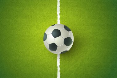 Vektör yeşil sahada futbol topu. Yeşil çimenlerin üzerinde futbol topu. Futbol 2018.