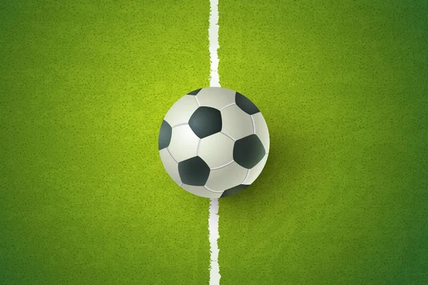 Vektör yeşil sahada futbol topu. Yeşil çimenlerin üzerinde futbol topu. Futbol 2018.