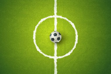 Vektör yeşil sahada futbol topu. Yeşil çimenlerin üzerinde futbol topu. Futbol 2018.