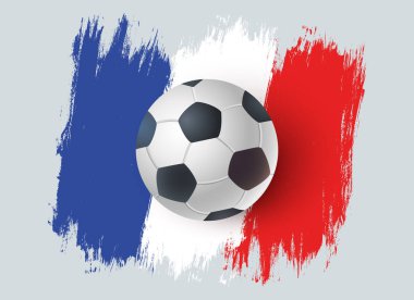 Futbol Fransa bayrağı ile top vektör Illustration. Vektör klasik top futbol grunge arka plan için. Fransa şampiyonu 2018.