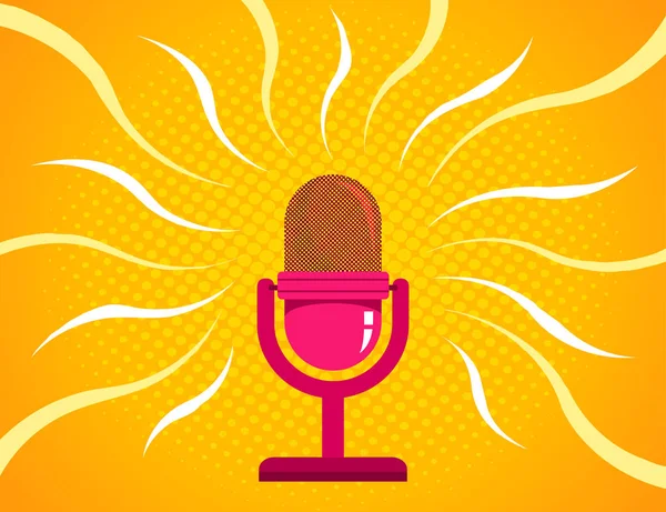 Урожай Векторні Ілюстрації Ретро Рожевого Мікрофона Гучного Звуку Мікрофон Жовтому — стоковий вектор