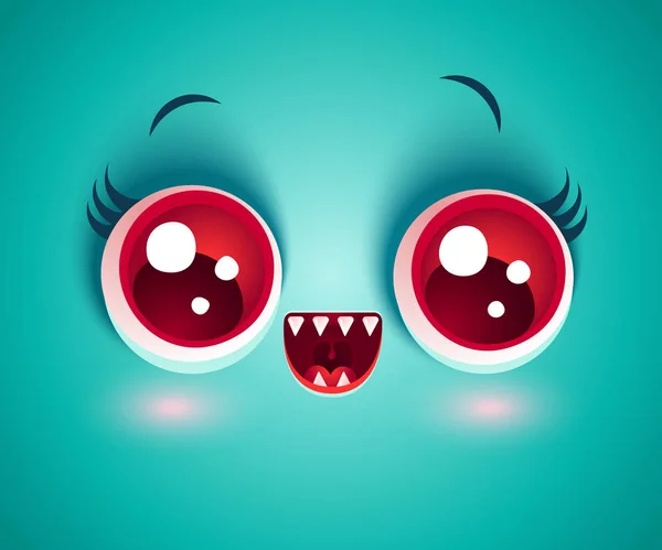 Vector Cute Face Monster Halloween Mask Kawaii Face Vampire Red — Stock Vector