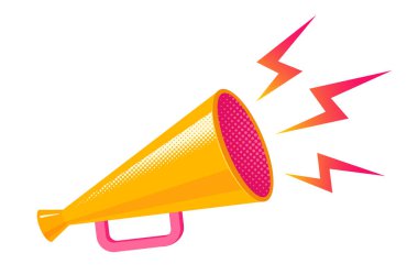 Vintage bir sarı Megafon vektör simgesi. Vektör retro megafon izole arka plan üzerinde.