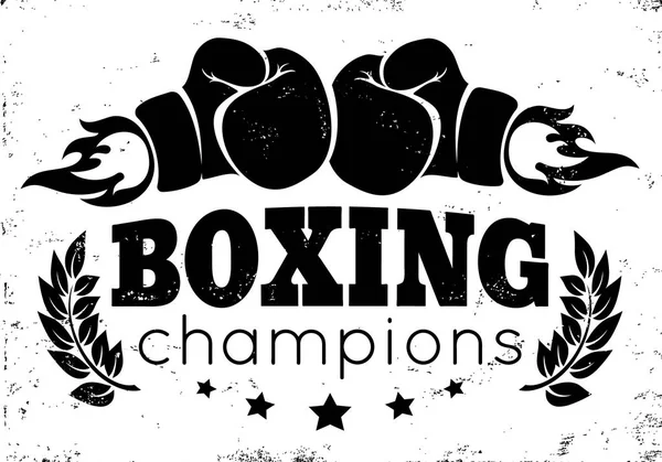 Logo Rétro Vectoriel Pour Une Boxe Avec Deux Gants Emblème — Image vectorielle