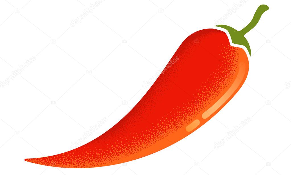 Vintage vector chilli pepper fot Mexican or Thai food. Retro illustration of a chili pepper.