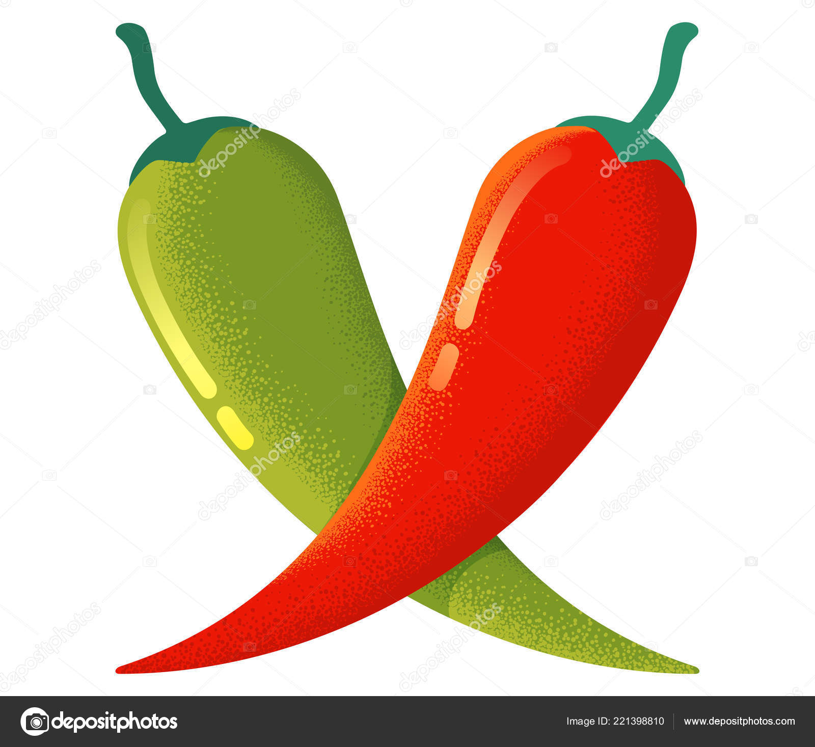 Vector Chilli Peppers Retro Style Vector Vintage Green Chili Stock Vector by ©serazetdinov 221398810