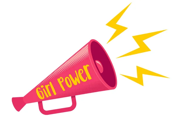 Vector Vintage Pink Megaphone Text Girl Power Girl Power Retro — Stock Vector