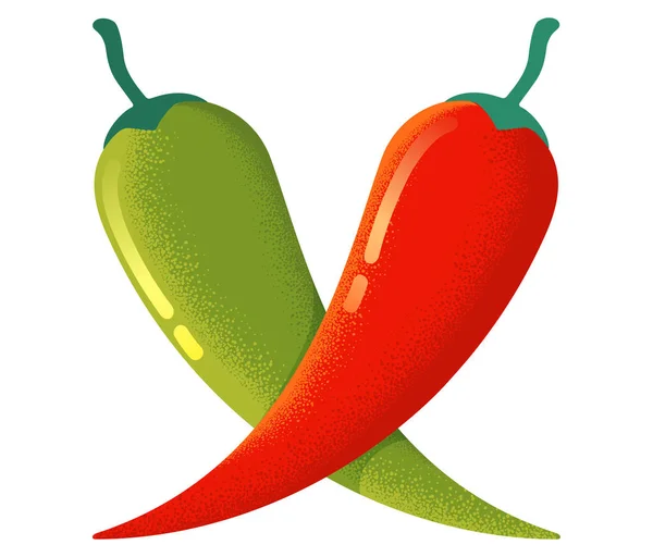 向量辣椒的复古风格 红色和绿色辣椒的向量葡萄酒 辣椒和墨西哥胡椒 — 图库矢量图片