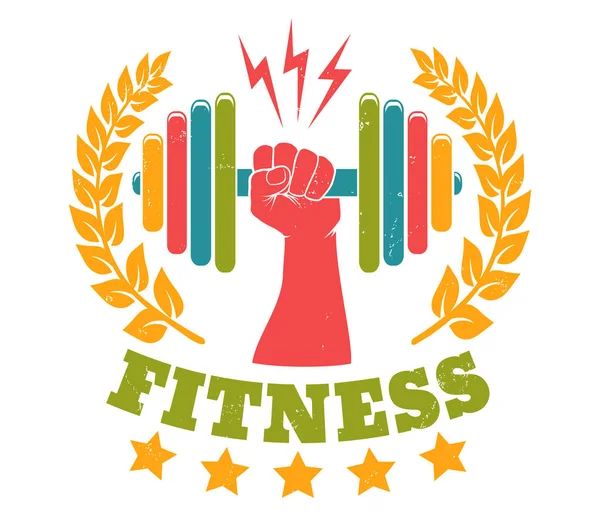 Logo Vintage Vectorial Para Gimnasio Fitness Emblema Retro Para Gimnasio — Vector de stock