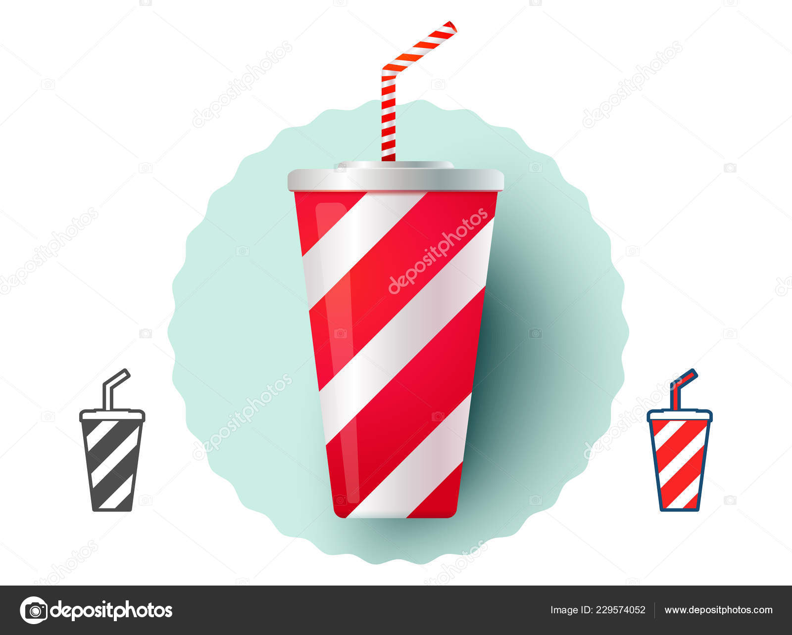 Vector Illustration Glass Cold Drink Cold Drink Fast Food Stock Vector