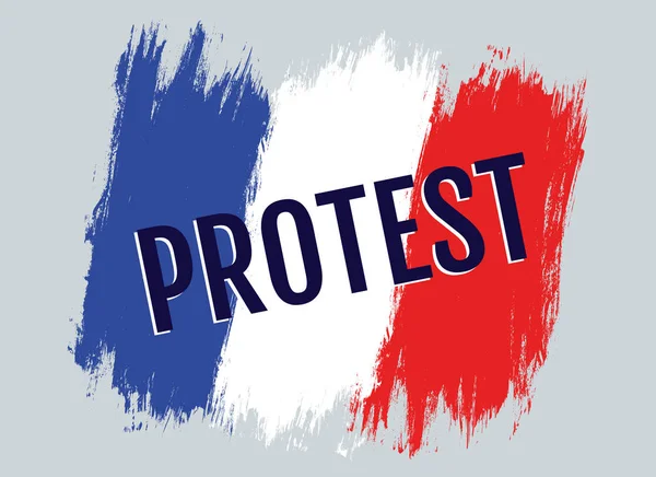 フランスの旗やテキストの抗議のベクター イラストです フランスで抗議 — ストックベクタ