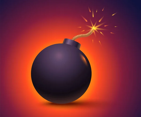 Ilustración Vectorial Una Bomba Con Chispas Bomba Negra Sobre Fondo — Vector de stock