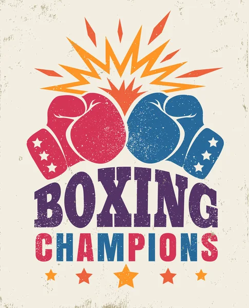 ベクトル手袋ボクシングのビンテージ ポスター 古い紙の背景にボクシングの紋章 — ストックベクタ