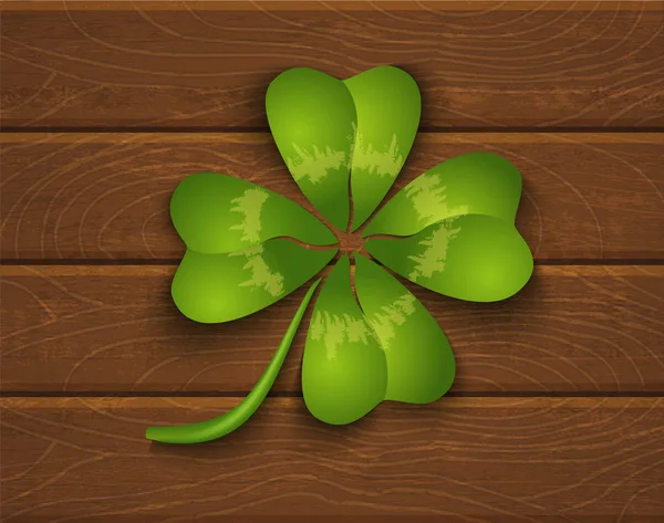 Vector Illustration Lucky Clover Old Wooden Background Lucky Clover Wooden — Stock Vector
