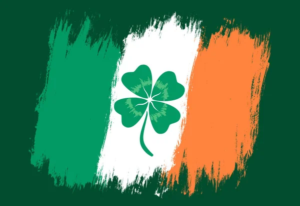 Vector Vintage Ireland Flag Lucky Clover Vintage Flag Ireland Lucky — Stock Vector