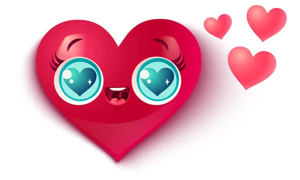 Vector Lindo Corazón Con Corazones Pequeños Lindo Corazón Estilo Kawaii — Vector de stock