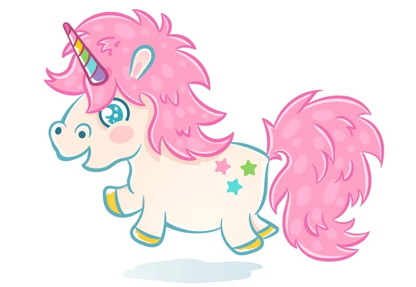 Vektorillustration Eines Niedlichen Einhorns Kawaii Stil Niedliches Einhorn Mit Sternen — Stockvektor