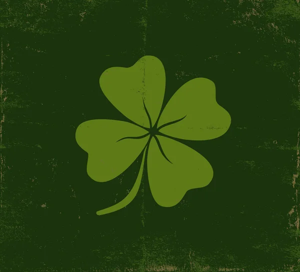古い暗い緑紙に幸運のクローバー — ストックベクタ