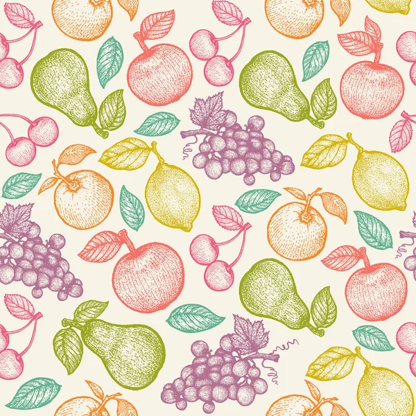 Retro-Muster mit bunten Früchten — Stockvektor