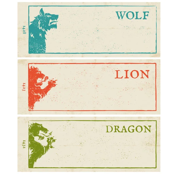 Lion, wolf and dragon — Stock Vector