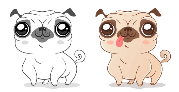 Pug en estilo kawaii — Archivo Imágenes Vectoriales