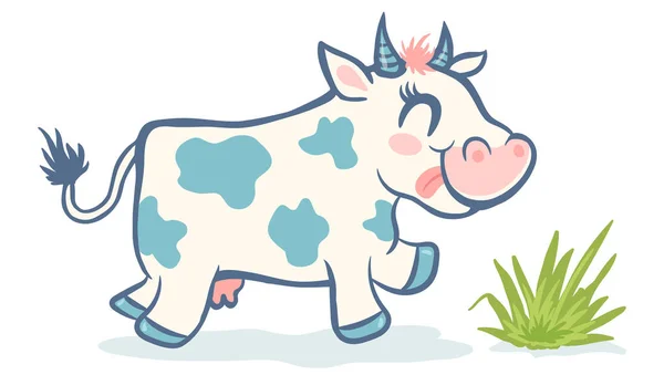 Όμορφη αγελάδα σε στυλ χαριτωμένο — Διανυσματικό Αρχείο