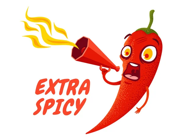 Kreslená paprika s červeným megafonem — Stockový vektor