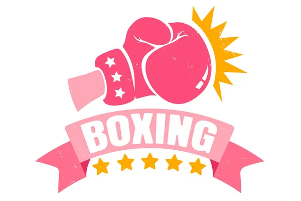 Boxe fille avec gant rose et ruban — Image vectorielle