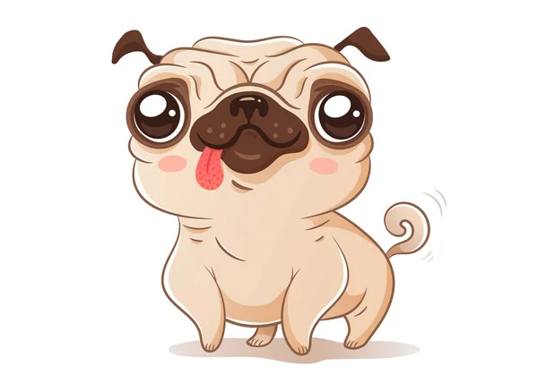 Mops w stylu kawaii — Wektor stockowy