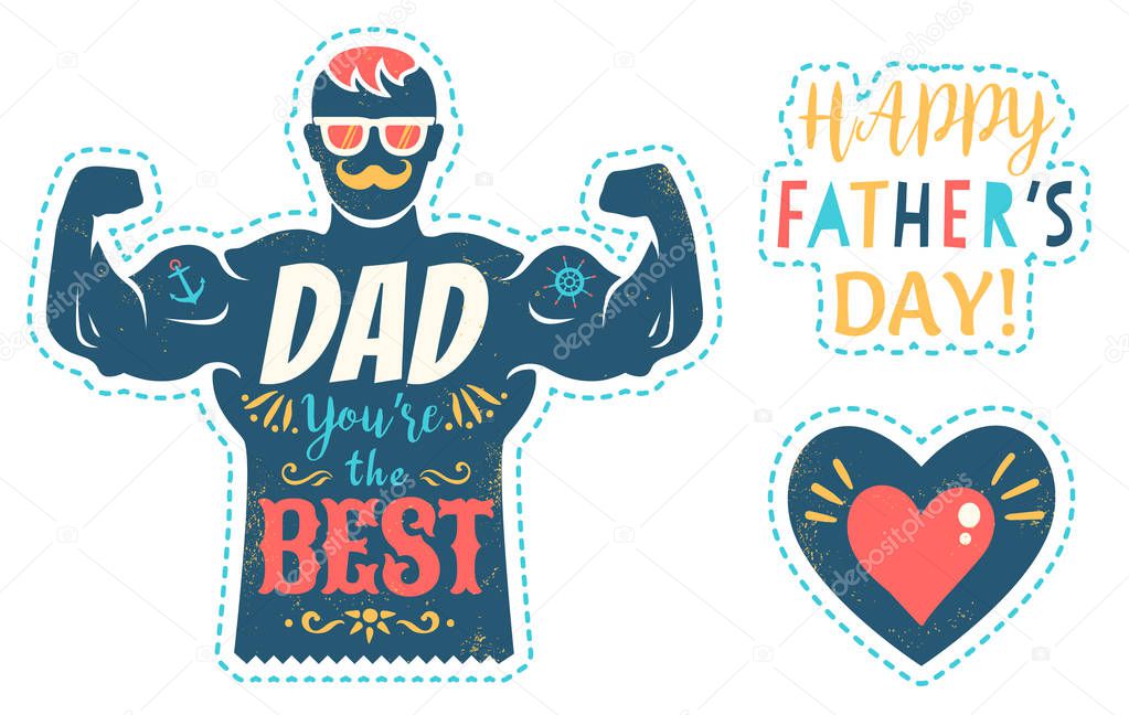 Vector vintage greeting card for fathers day with best dad on abstract background. Happy father's day.