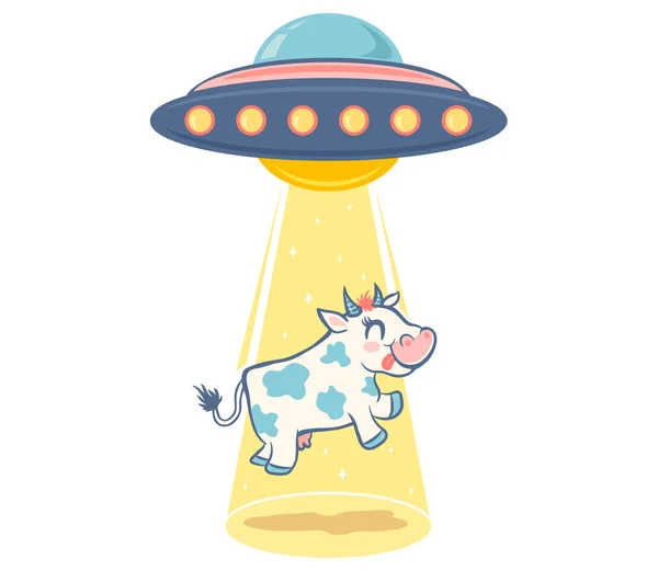 UFO και αγελάδα — Διανυσματικό Αρχείο