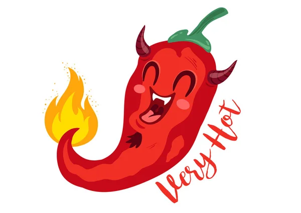 Pimenta chili em estilo kawaii . — Vetor de Stock