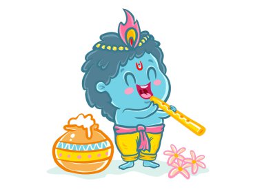 Kawaii tarzında Küçük Krishna.