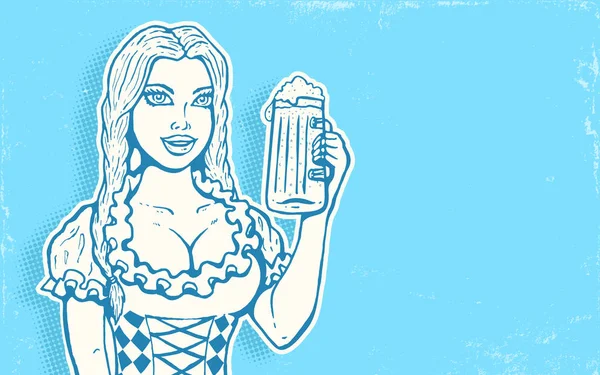 Vector Oktoberfest ragazza con birra — Vettoriale Stock