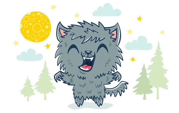 Loup-garou de style kawaii — Image vectorielle