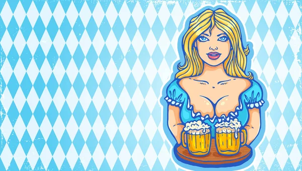 Vector Oktoberfest ragazza con birra — Vettoriale Stock