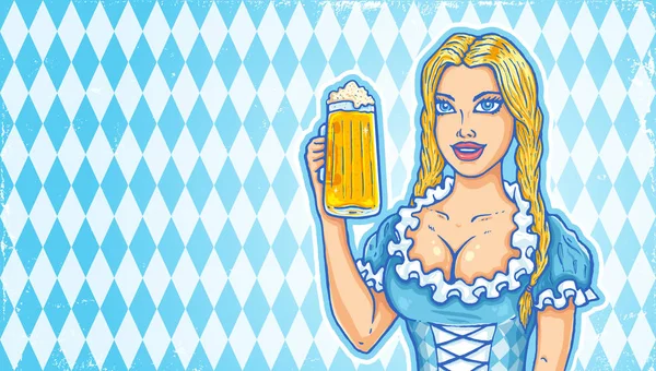 Vector Oktoberfest menina com cerveja — Vetor de Stock