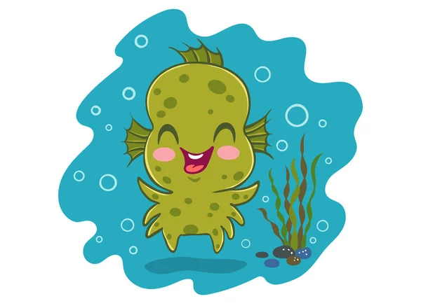 Water monster in kawaii style — Stock Vector