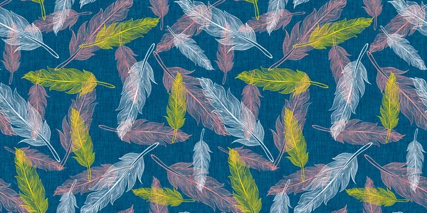 Vintage Seamless Feather Pattern Retro Pattern Colorful Feathers Vintage Feather — Stock Photo, Image